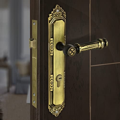 Plantex Heavy-Duty Door Lock Set - Main Door Lock Handle Set/ 6-Lever Lock Mechanism with 3 Years of Warranty/Mortise Lock with 3 Keys, Brass Lock Body & Cylinder(596 - Brass Antique) - Image 1