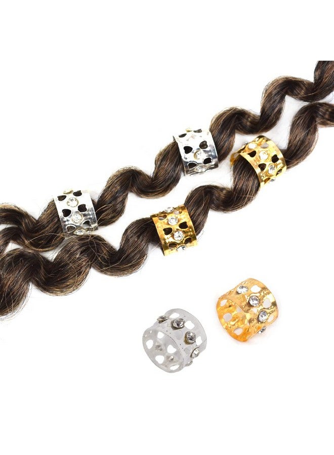 YTBYT 40 Pcs Dreadlocks Beads Rhinestone Hair Ring Aluminum Adjustable Metal Cuffs Hair Decorations Rings Clips (20 Pcs Golden And 20 Pcs Silver) - Image 5