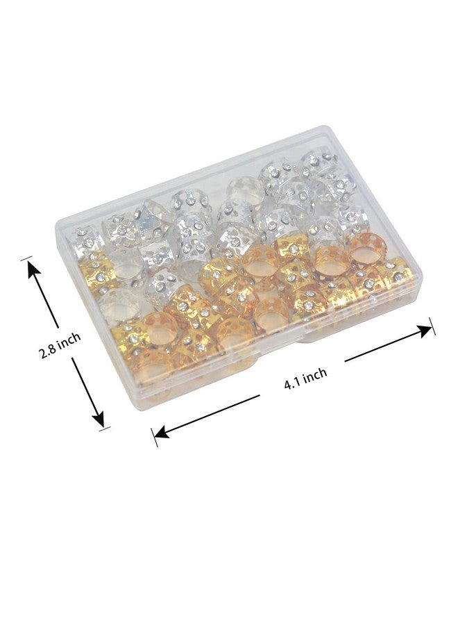 YTBYT 40 Pcs Dreadlocks Beads Rhinestone Hair Ring Aluminum Adjustable Metal Cuffs Hair Decorations Rings Clips (20 Pcs Golden And 20 Pcs Silver) - Image 2