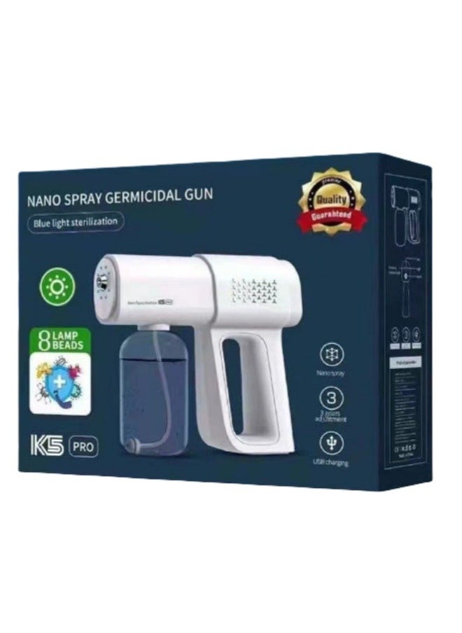 Generic Nano Spray Disinfectant Mist Gun, Handheld Rechargeable Blue Light Atomization Disinfection Gun for Home, Office, School or Garden  - Image 2