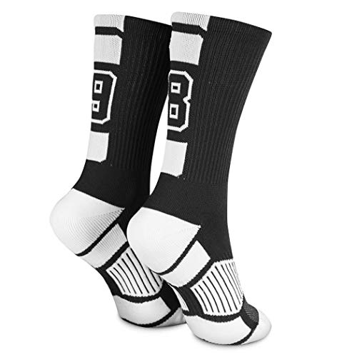 ChalkTalkSPORTS Custom Team Number Crew Socks | Athletic Socks by Chalk Talk Sports | Black | Choose Your Number, 24 Or 42 Team Number, One Size Fits Most - Image 2