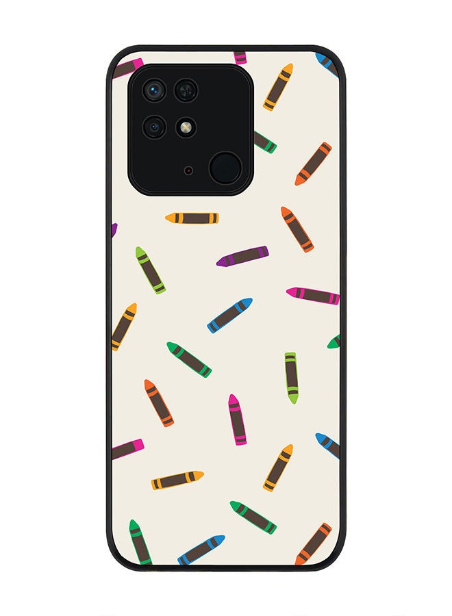 Stylizedd Rugged Black edge case for Redmi 10C 4G  Slim fit Soft Case Flexible Rubber Edges Anti Drop TPU Gel Thin Cover - Crayon Pary  - Image 1