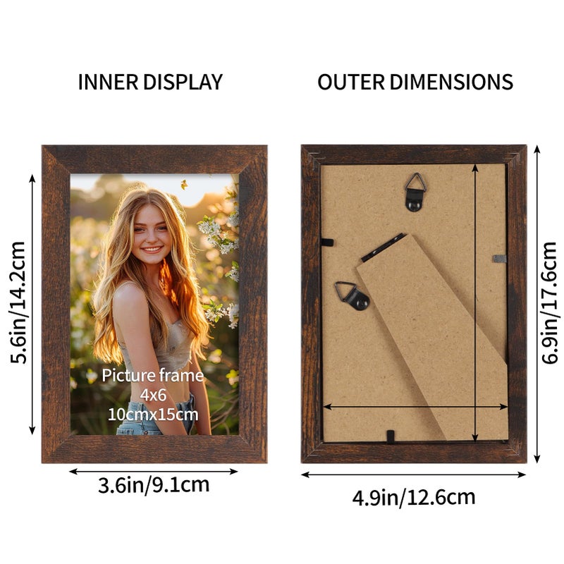 بيتافلوب إطار صور خشبي من PETAFLOP مقاس 4 × 6 مجموعة مكونة من 18 إطار صور بني يناسب مقاس 4 × 6 للعرض على الحائط أو سطح الطاولة - Image 5