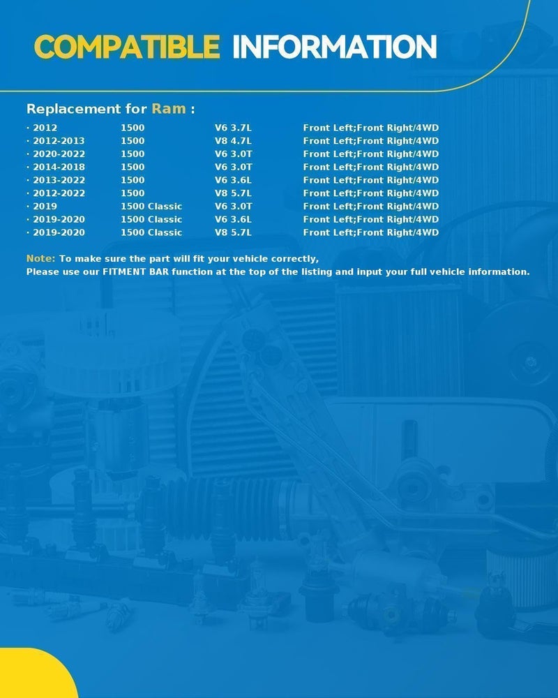 PHILTOP عمود المحور الأمامي PHILTOP لسيارة 1500 2012-2022، 1500 كلاسيك 2019-2020، مجموعة عمود المحور 66-3740 - Image 2