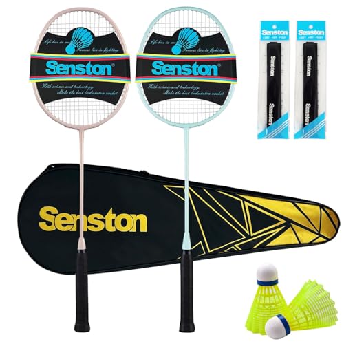 Senston Badminton Set for Beginners & Family – 2 Carbon Composite Rackets (Lightweight) with Carry Bag, 2 Nylon Shuttlecocks & 2 Grips | Outdoor & Backyard Game - Image 1