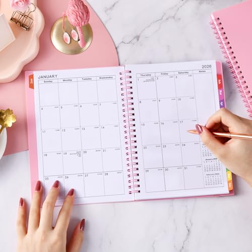 BooQool 2026 Planner - Planner 2026, 2026 Planner Weekly and Monthly with Tabs, Jan 2026 - Dec 2026, 6.25" × 8.3", Strong Twin-Wire Binding - Image 2