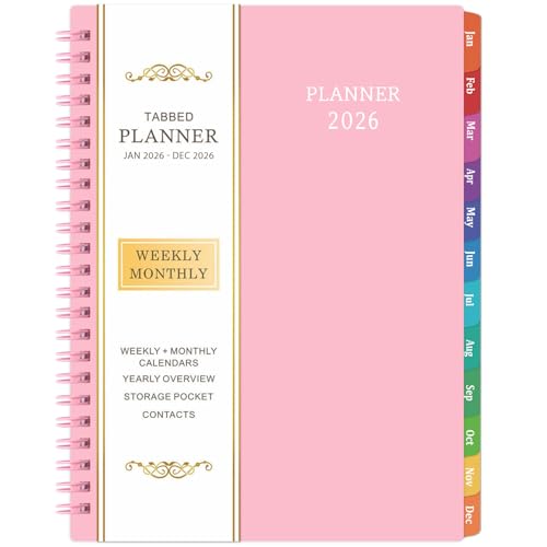 BooQool 2026 Planner - Planner 2026, 2026 Planner Weekly and Monthly with Tabs, Jan 2026 - Dec 2026, 6.25" × 8.3", Strong Twin-Wire Binding - Image 1
