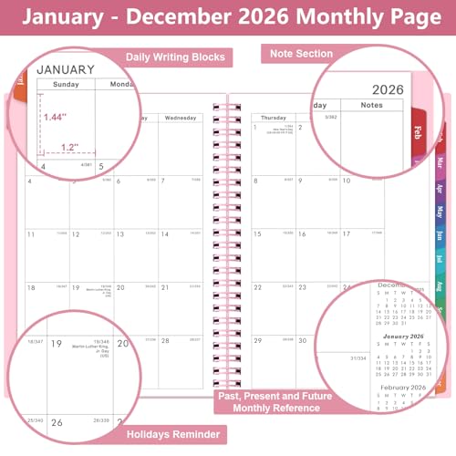 BooQool 2026 Planner - Planner 2026, 2026 Planner Weekly and Monthly with Tabs, Jan 2026 - Dec 2026, 6.25" × 8.3", Strong Twin-Wire Binding - Image 3