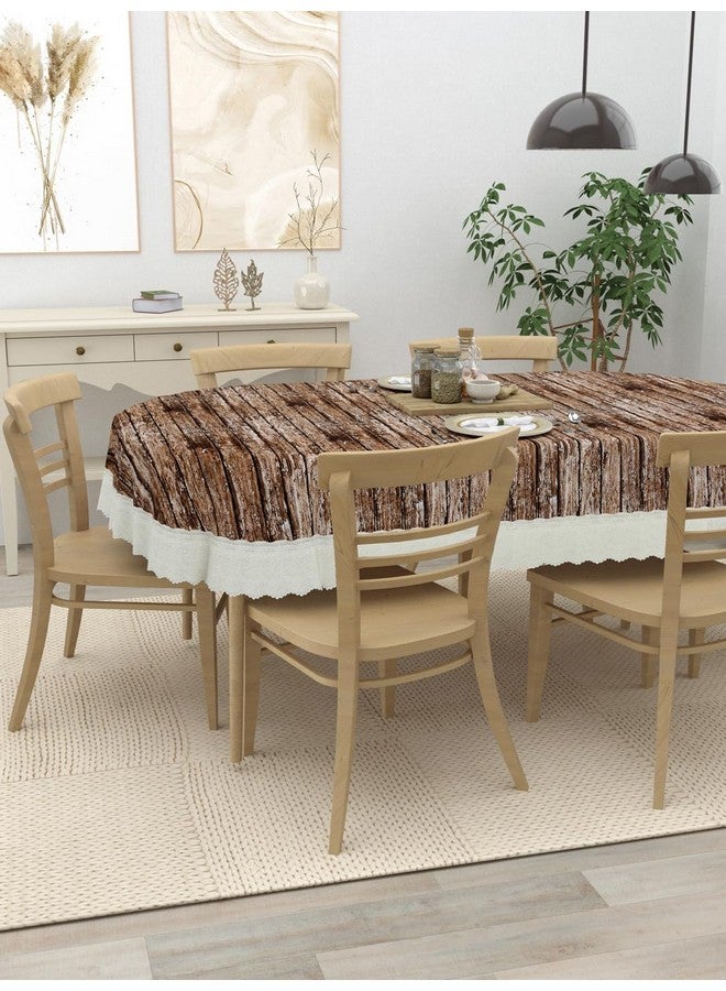 Clasiko 6 Seater Oval Dining Table Cover; 60x90 Inches or 152x228 Cms; Material - PVC; Shape - Oval; Pack of 1; Anti Slip; Stripes On Brown 69057 - Image 2