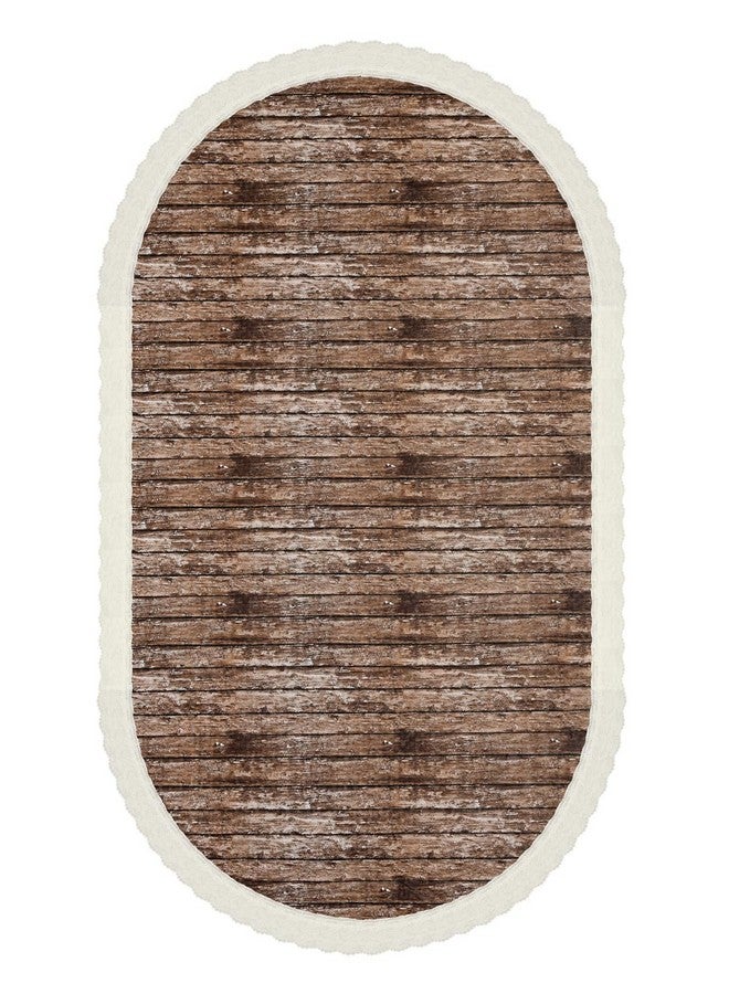 Clasiko 6 Seater Oval Dining Table Cover; 60x90 Inches or 152x228 Cms; Material - PVC; Shape - Oval; Pack of 1; Anti Slip; Stripes On Brown 69057 - Image 4