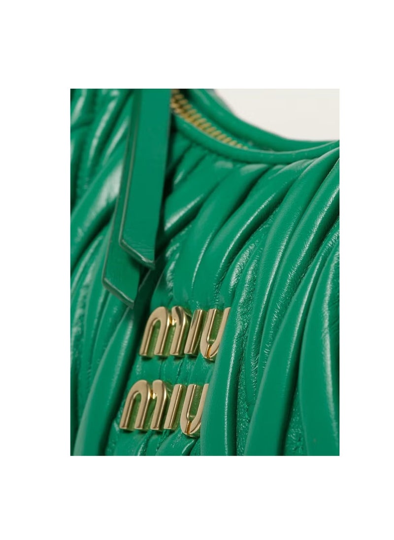 Miu Miu Wander quilted nappa leather hobo Crossbody Shoulder Bag Green  - Image 5