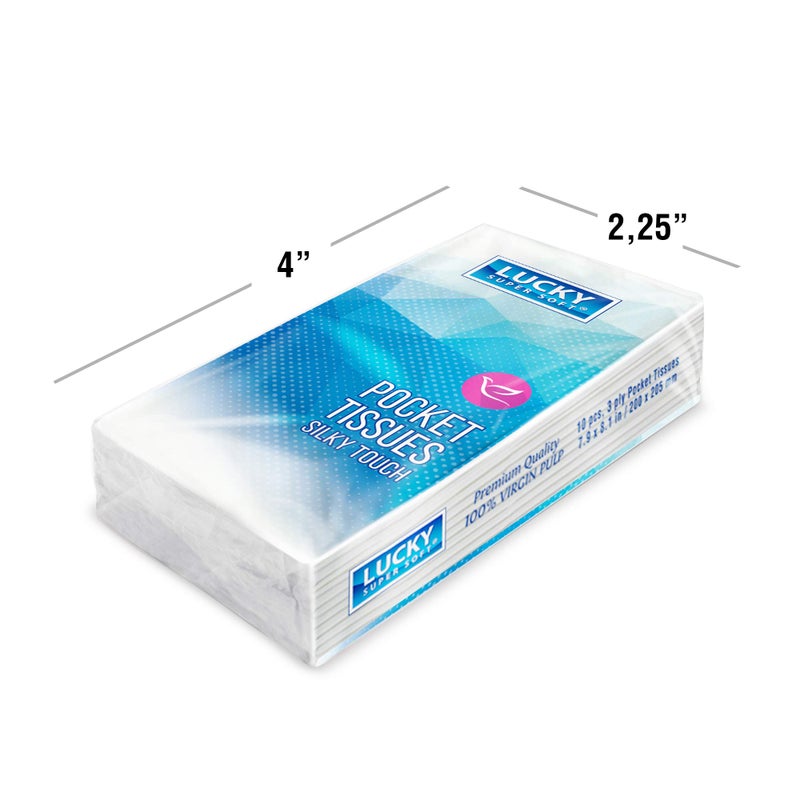 lucky super soft Premium Facial Tissues, Travel and Pocket Size, Bulk (192 Packs), 10 Tissues per Pack (1,920 Tissues Total) - Image 4