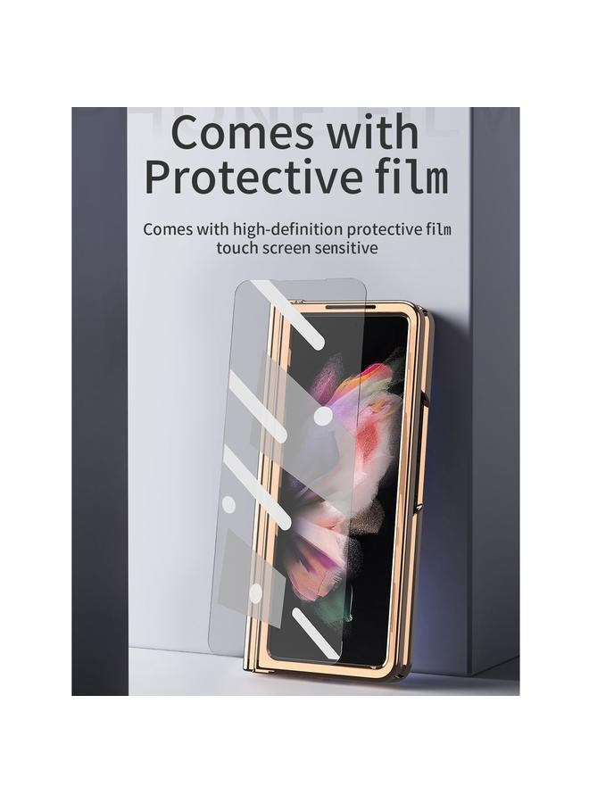 اس-توب جراب لهاتف Samsung Galaxy Z Fold3 5G مزود بفتحة قلم ومفصلة مطلية بالكهرباء من مادة كيفلر - Image 4