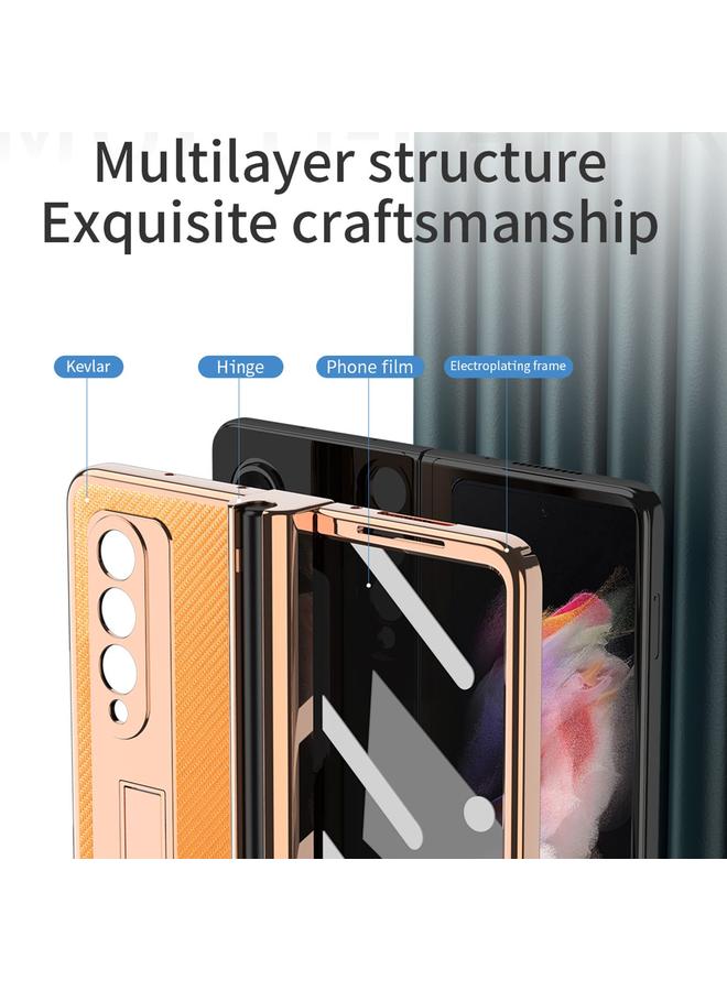 اس-توب جراب لهاتف Samsung Galaxy Z Fold3 5G مزود بفتحة قلم ومفصلة مطلية بالكهرباء من مادة كيفلر - Image 3