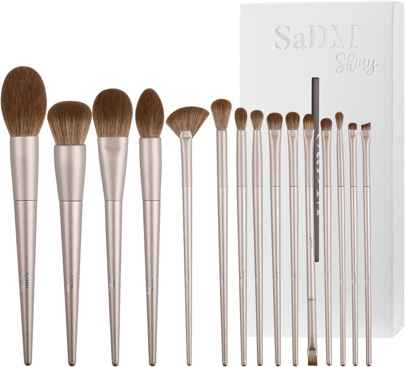 Makeup Brush Set 15 Pieces Includes Foundation Powder Concealers Highlighter Contour Eye Shadows Blush Makeup Brushes Face Eye Make Up Brushes with Synthetic Bristles