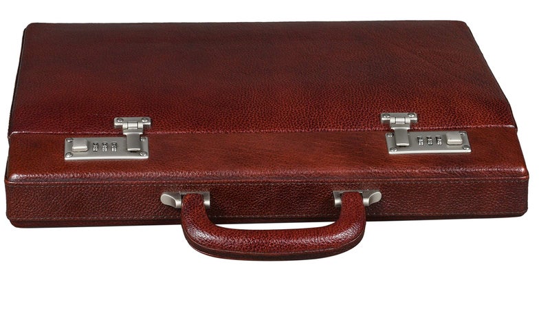 BRAND LEATHER Luxury Combination Fasted Lock Leather Business Cum Official Briefcase (Brown) For Men - Image 2