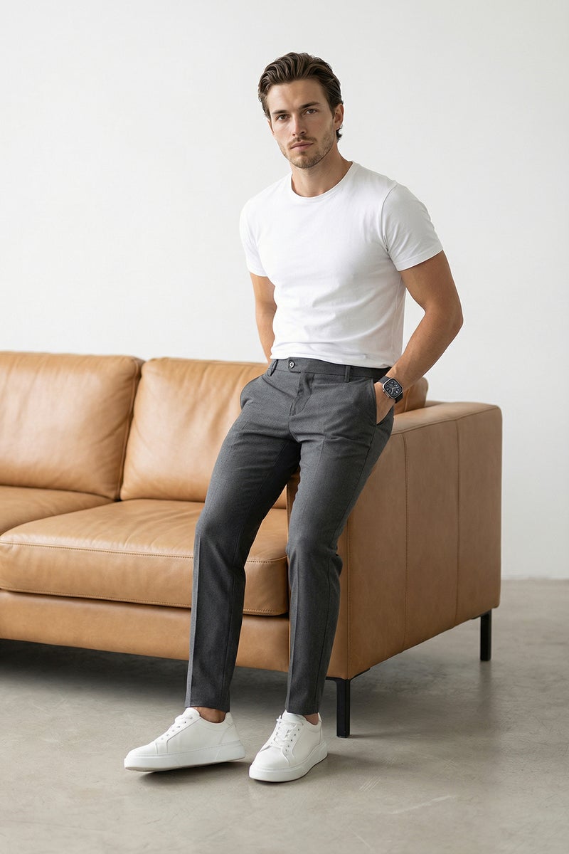 trendyol Anthracite Narrow Fit/Slim Fit Tube Leg High Waist Summer Men's Woven Trousers Tmnss26Pl00022 - Image 1