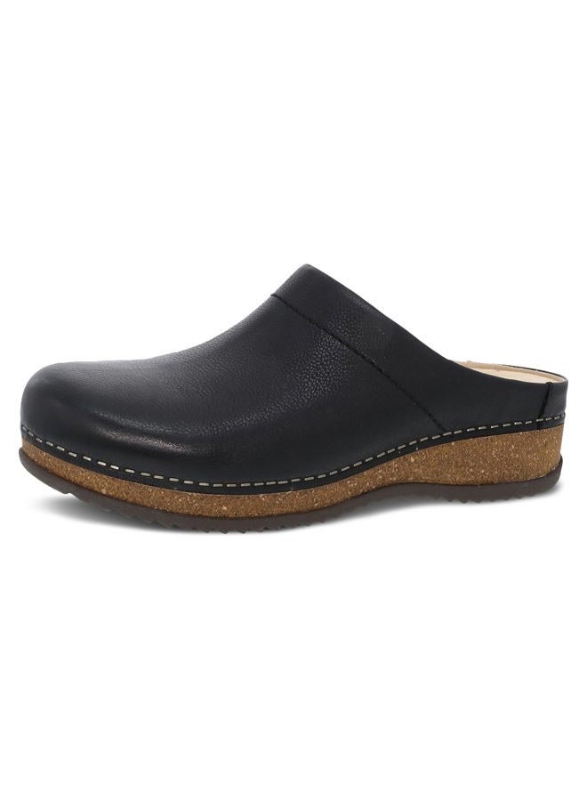 Dansko Mariella Slip-on Mule Clog - Dual-Density Cork/EVA Midsole and Lightweight Rubber Outsole Provide Durable and Comfortable Ride on Patented Stapled Construction Black 6.5-7 M US - Image 1