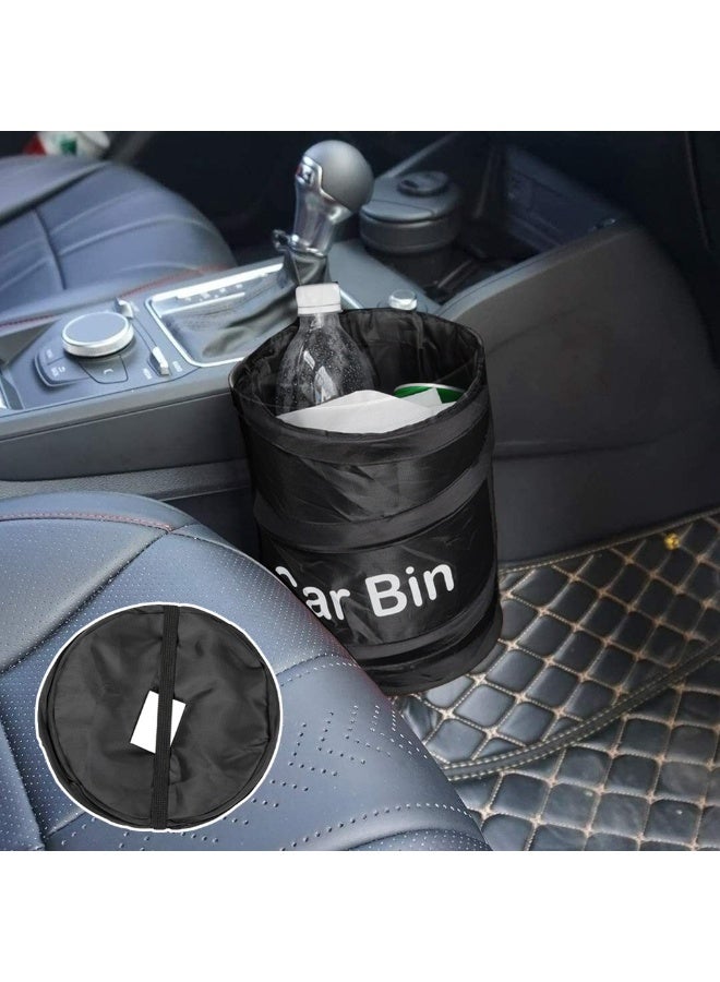 1pc Compact Collapsible Black Car Trash Can - Leak-Proof Oxford Cloth with Easy-Hang Design for Cars, Camping, Picnics & Office - Image 1