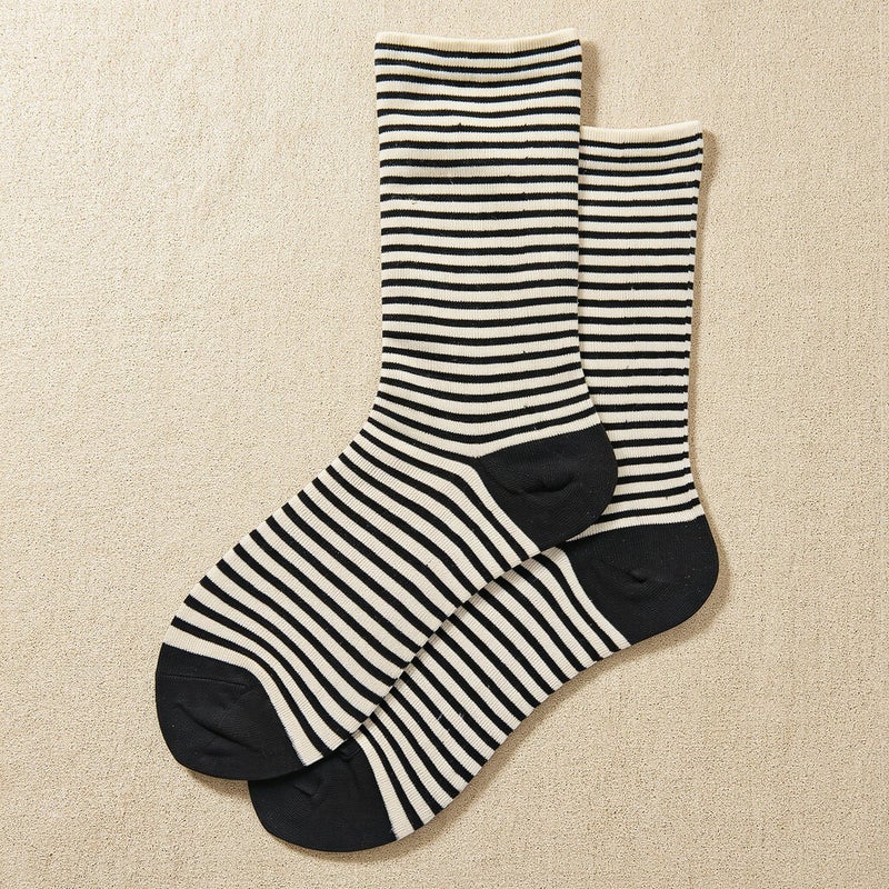 Extra Durable Long Lasting Striped Women Socks Heavy Use Daily Cotton Socks 4-9 - Image 2