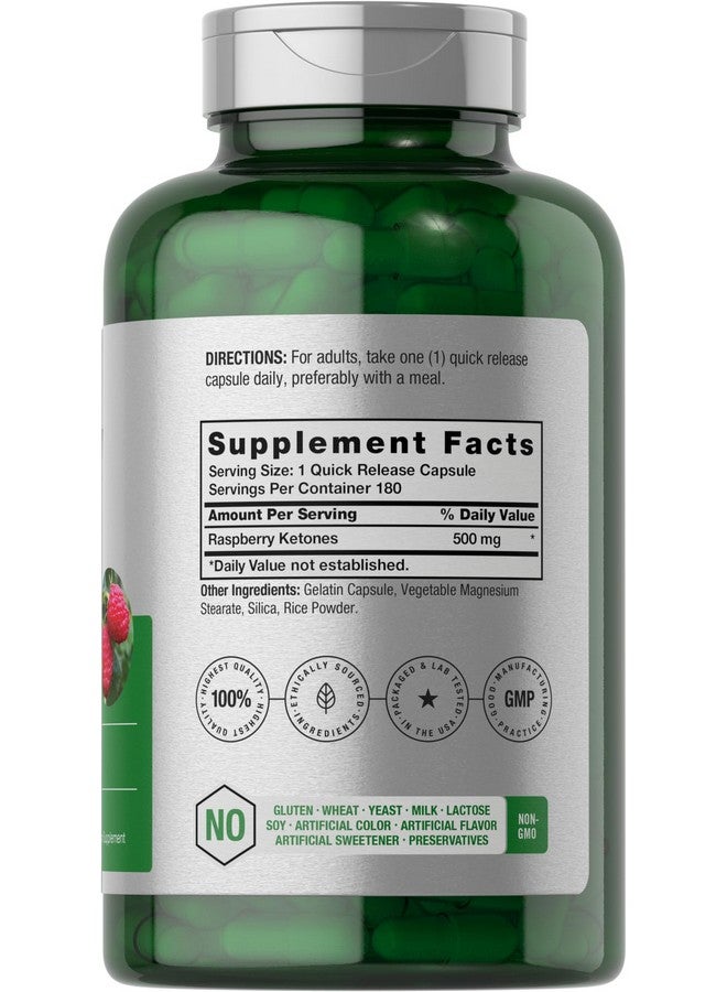 Horbäach Raspberry Ketones | 500mg | 180 Capsules | Non-GMO & Gluten Free Pills - Image 2
