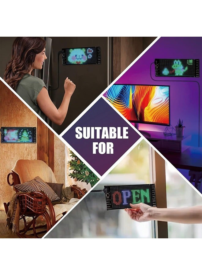 إسكدنيا لافتة LED للسيارة، لوحة مصفوفة LED مرنة مقاس 7 بوصة × 3 بوصة USB 5 فولت تحكم في تطبيق بلوتوث DIY قابلة للبرمجة لافتة LED لحفلات الزفاف ومهرجانات السيارات - Image 5