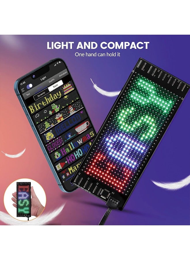 إسكدنيا لافتة LED للسيارة، لوحة مصفوفة LED مرنة مقاس 7 بوصة × 3 بوصة USB 5 فولت تحكم في تطبيق بلوتوث DIY قابلة للبرمجة لافتة LED لحفلات الزفاف ومهرجانات السيارات - Image 4