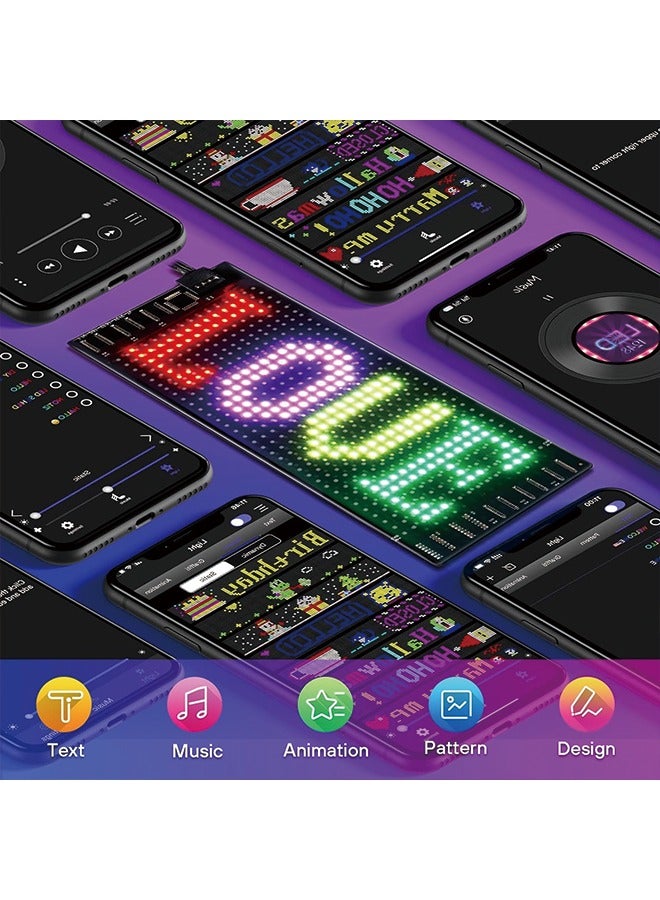 إسكدنيا لافتة LED للسيارة، لوحة مصفوفة LED مرنة مقاس 7 بوصة × 3 بوصة USB 5 فولت تحكم في تطبيق بلوتوث DIY قابلة للبرمجة لافتة LED لحفلات الزفاف ومهرجانات السيارات - Image 3