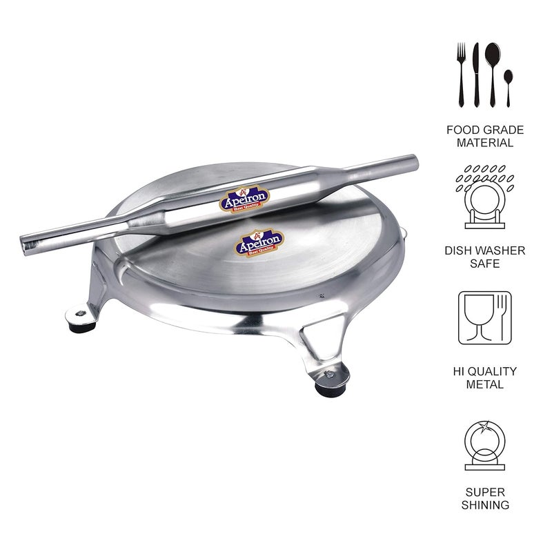 Apeiron Stainless Steel Chapati Rolling Board Or Chakla Belan Or Rolling Pin with Silver Colour Set of 1 Pieces of Both Items in One Packet - Image 5