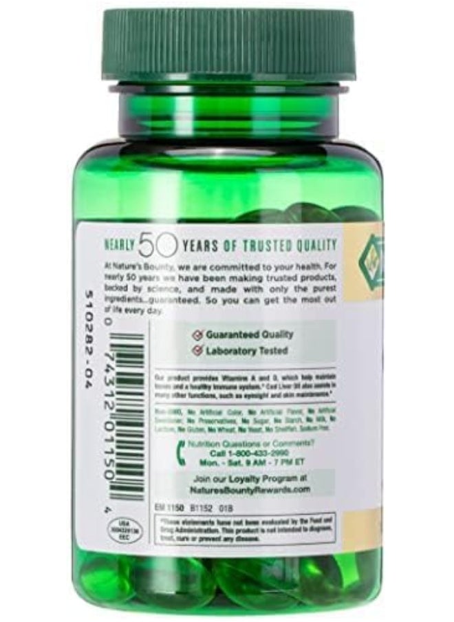 NATURE'S BOUNTY Cod Liver Oil - 100 Rapid Release Softgels  - Image 2