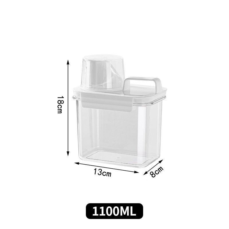 Washing Powder Moisture-Proof Storage Tank Plastic Transparent Laundry Detergent Storage Tank Washing And Protection Supplies Sub-Packaging Sealed Tank With Measuring Cup - Image 1