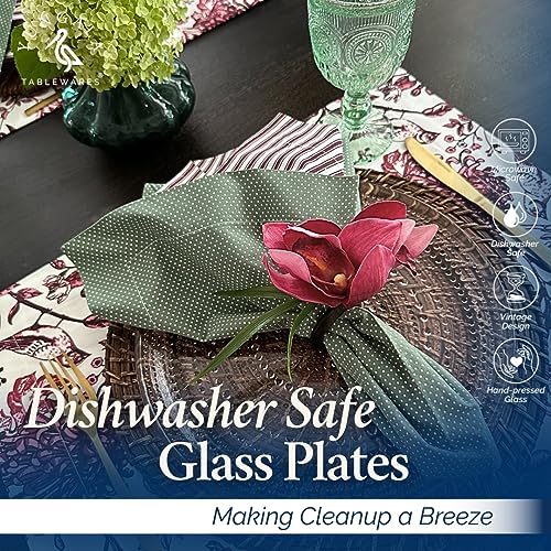 Yungala Set of 4 Vintage Glass Dinner Plates – 10.5" Clear Hobnail Glass Plates, Elegant Dinnerware for Upscale Dining - Image 4