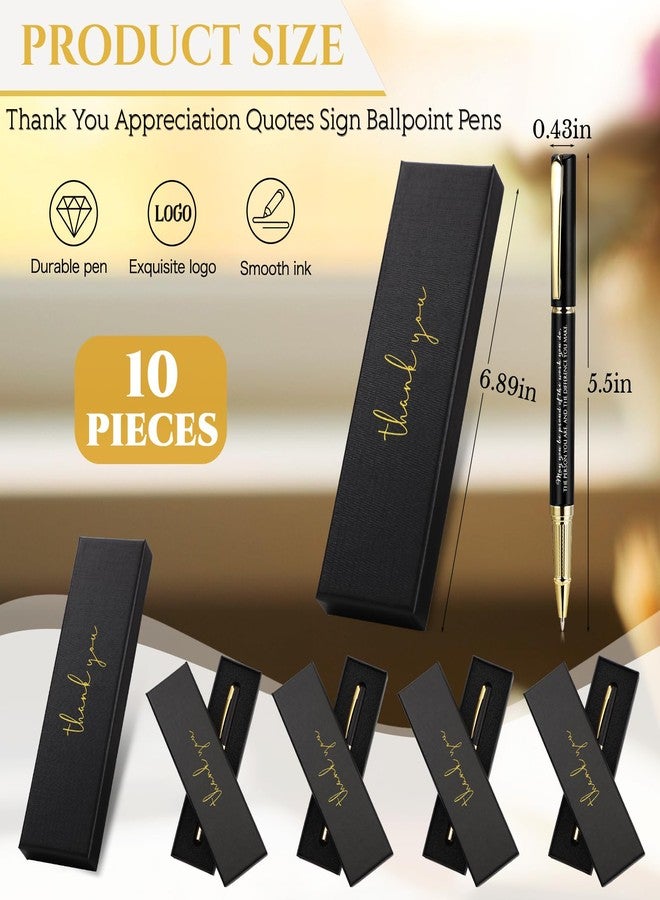 PerKoop 10 Set Thank You Gifts Ballpoint Pens with Gift Boxes Bulk Christmas Appreciation Gifts for Employee Coworker Nurse Teacher Staff Team Member Office Supplies(Black,Difference) - Image 2