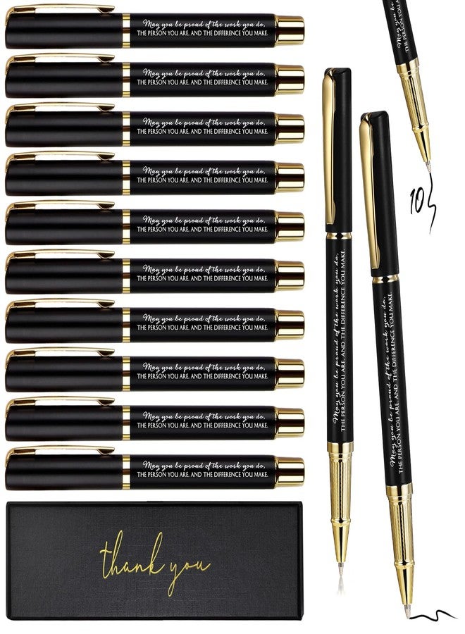 PerKoop 10 Set Thank You Gifts Ballpoint Pens with Gift Boxes Bulk Christmas Appreciation Gifts for Employee Coworker Nurse Teacher Staff Team Member Office Supplies(Black,Difference) - Image 1