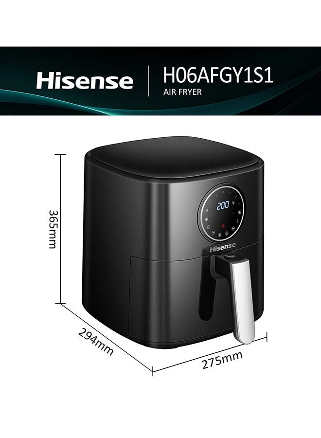 Hisense 5.2L Capacity Air Fryer, 1500W Power, 200℃ Temperature, 7 Present Cooking Menu, Circular Touch Display, Metallic Interior (H06AFGY1S1) 5.2 L 1500 W Air Fryer Black - Image 2