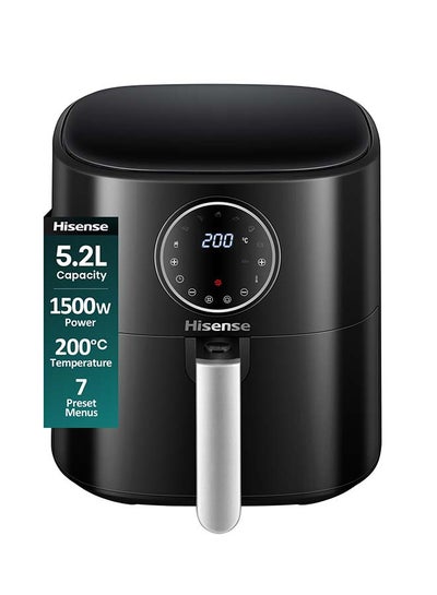 Hisense 5.2L Capacity Air Fryer, 1500W Power, 200℃ Temperature, 7 Present Cooking Menu, Circular Touch Display, Metallic Interior (H06AFGY1S1) 5.2 L 1500 W Air Fryer Black
