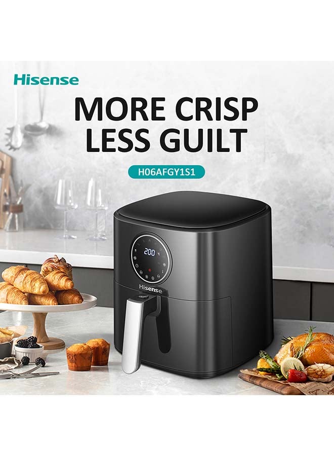 Hisense 5.2L Capacity Air Fryer, 1500W Power, 200℃ Temperature, 7 Present Cooking Menu, Circular Touch Display, Metallic Interior (H06AFGY1S1) 5.2 L 1500 W Air Fryer Black - Image 5