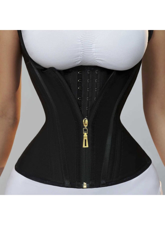 Zippered Double-layer Steel-boned Tight-fitting Waist-shaping Top, Tummy-tightening Latex Body-shaping Vest