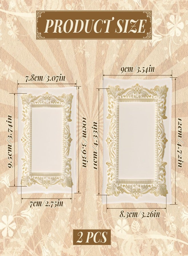 Exircy 2 PCS Silicone Frame Mold, 2 Sizes Vintage Photo Frame Fondant Molds 3D White Mirror Frames Silicone Molds for Cupcake Cake Decoration Chocolate Candy Cookies Clay Craft Making - Image 2