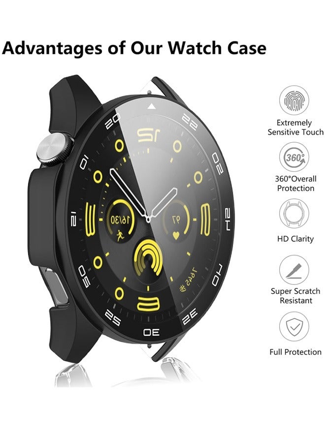HUAWEI WATCH GT 4 Case，9H Tempered Glass Screen Protector, Unique Design Hard PC Waterproof Cover, Touch Sensitive Full Coverage Accessories with Scale for Huawei Watch GT4 46mm （Black) - Image 3