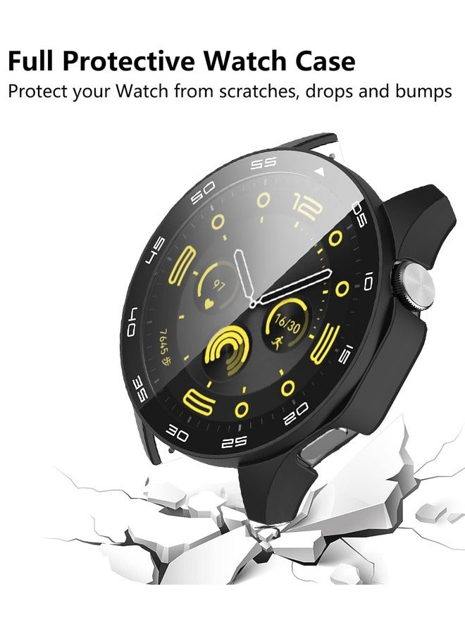 HUAWEI WATCH GT 4 Case，9H Tempered Glass Screen Protector, Unique Design Hard PC Waterproof Cover, Touch Sensitive Full Coverage Accessories with Scale for Huawei Watch GT4 46mm （Black) - Image 2