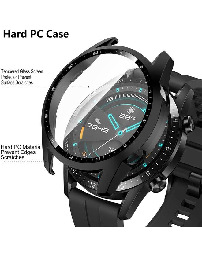 HUAWEI WATCH GT 4 Case，9H Tempered Glass Screen Protector, Unique Design Hard PC Waterproof Cover, Touch Sensitive Full Coverage Accessories with Scale for Huawei Watch GT4 46mm （Black) - Image 5