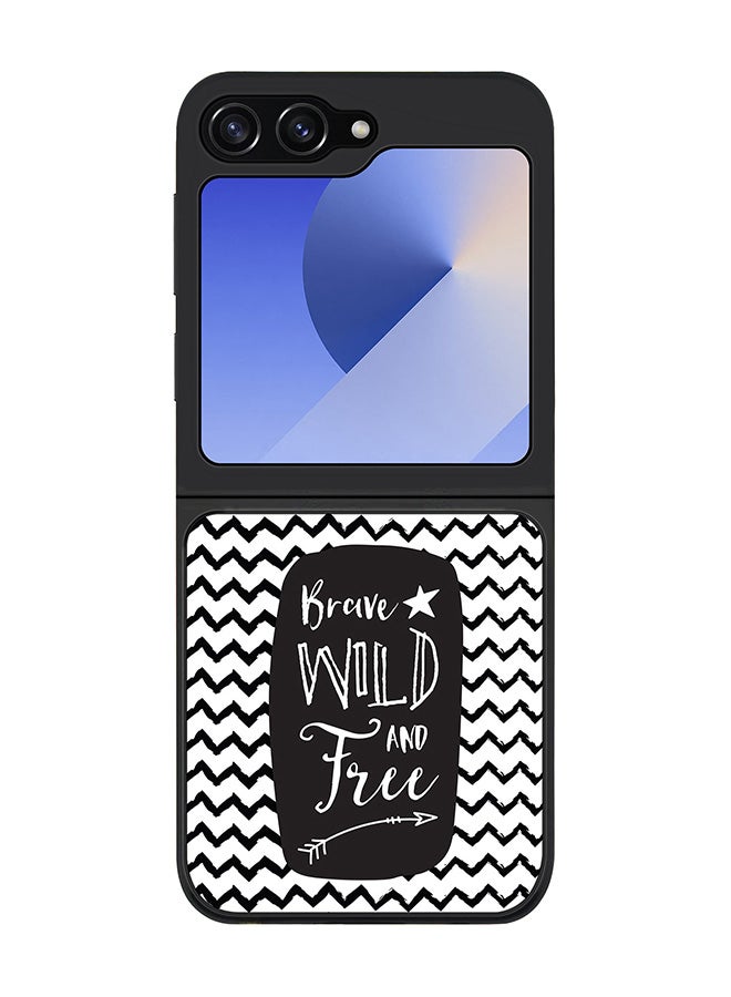 Stylizedd Rugged Black edge case for Samsung Galaxy Z Flip7 FE, Slim fit Soft Case Flexible Anti Drop TPU Gel Thin Cover -  Brave, Wild And Free - Image 1