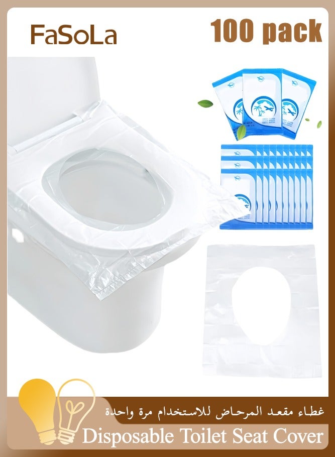 Fasola 100 PCS Travel Disposable Toilet Seat Cover, Waterproof Portable WC Pad Toilet Mat For Baby Pregnant Mom, Independent Packing  - Image 1