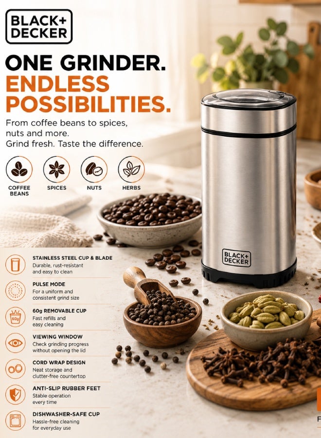 بلاك اند ديكر Coffee Bean Mill 150W 0.06 kg 150 W CBM5-B5 Stainless Steel / Silver - Image 2