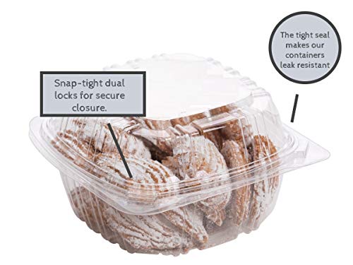 Smygoods Dessert Containers, (Pack of 50-6x6x3) Disposable Plastic Clamshell Food Containers, Clear Hinged Food Container - Image 2