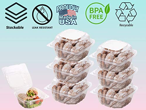 Smygoods Dessert Containers, (Pack of 50-6x6x3) Disposable Plastic Clamshell Food Containers, Clear Hinged Food Container - Image 4