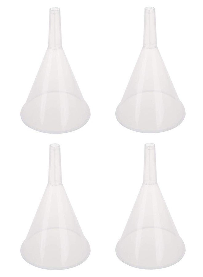 دي اي دي سي مجموعة قمع ترشيح بلاستيكي شفاف من DEDC، عبوة من 4 قطع، قمع صغير لتعبئة الزجاجات، قمع لنقل السوائل للمطبخ والمختبر والجراج والسيارة، قطر الفتحة 5.9 بوصة - Image 1
