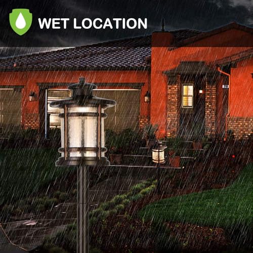 hykolity Low Voltage ORB LED Landscape Path Light with Crackled Glass Shade, 3.4W 155LM 12V-15V Wired Outdoor LED Walkway Light, Die-cast Aluminum Construction, 30-Watt Equivalent, 6 Pack - Image 5