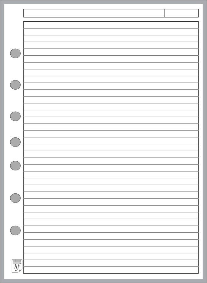Handy Forms Classic Size Note Paper Planner Insert with Subject Line, Sized and Punched with 7 Holes for 7-Ring Notebooks Such as Franklin, etc. (5.5" x 8.5") - Image 1